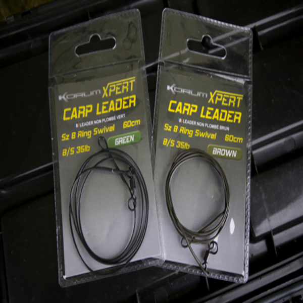 KORUM-CARO-LEADER KORUM CARP LEADER 60CM 35LB GREEN + QUITAVUELTAS