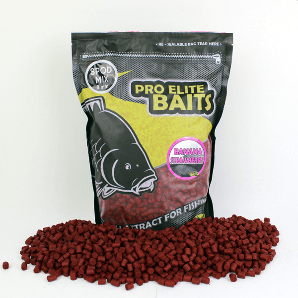 PRO-SPOD-MIX-BANANA Pro Elite Baits Classic Spod Mix Pellets Banana-Strawberry 8mm 1,800gr