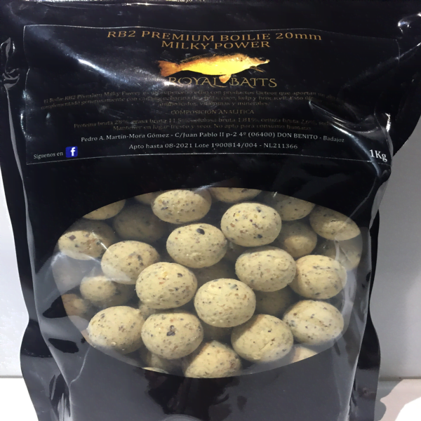 ROYAL-BAITS-BOILIE-RB2 Royal Baits RB2 Milky Power Premium Boilie 20mm 1kg