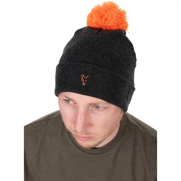 FOX BOBBLE HATS BLACK ORANGE 1 Fox Collection Bobble Hat Black-Orange