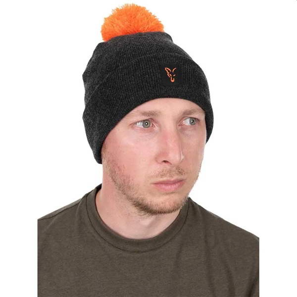 FOX BOBBLE HATS BLACK ORANGE Fox Collection Bobble Hat Black-Orange
