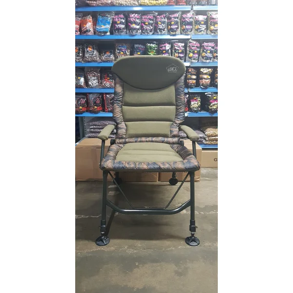 VIREX SILLA CAMO desplegada en el puesto de pesca