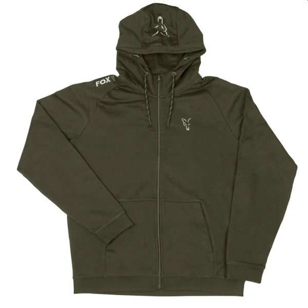 Sudadera Fox Green Silver Hoodie capucha cremallera logotipo plata
