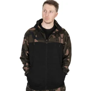 Fox LW Zipped Hoody Black/Camo sudadera cremallera carpfishing