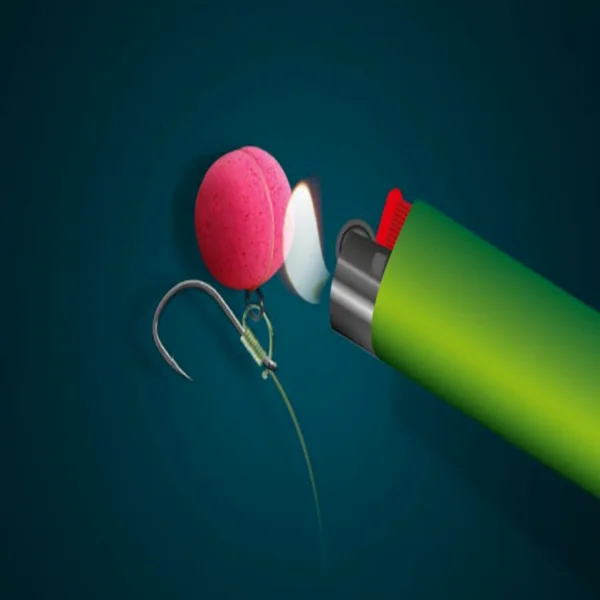 Korda Bait Floss volviendose transparente con la llama de un encendedor