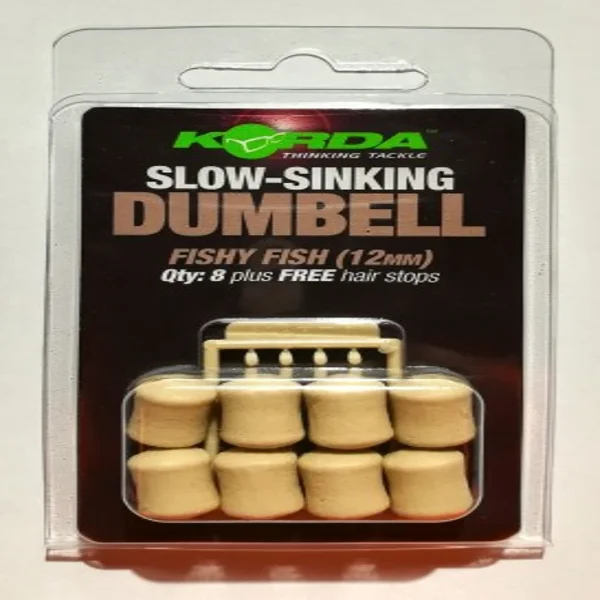 Korda Slow-Sinking Dumbell Fishy Fish montado en el pelo como topper