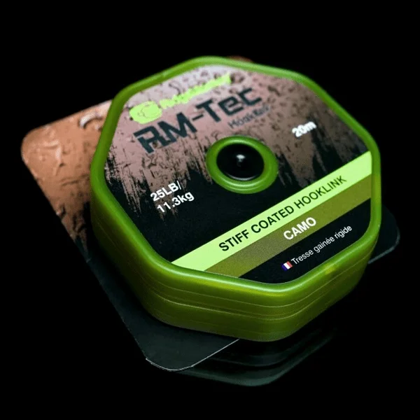 RidgeMonkey RM-Tec Stiff Coated Hooklink Organic Brown 25lb/11,3kg 20m para carpfishing