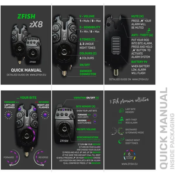 ZFish Juego alarma ZX8 2+1 set de alarmas