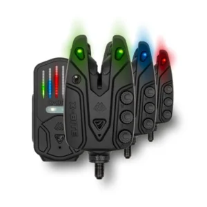Mikado X-Bite Set 3+1 de alarmas de picada para carpfishing con LED de colores
