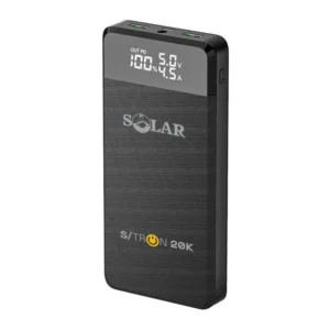 Solar Tackle S-Tron Powerpack 20K frontal con pantalla LED y puertos USB