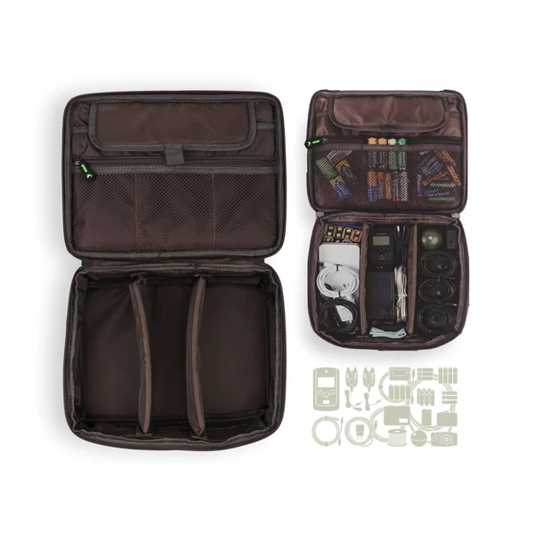 Interior del ZFISH Z-CORE Electronic Hard Case con bolsillos de malla y divisores para la electrónica
