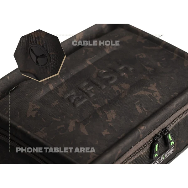 Puerto de carga externo y zona para móvil o tablet del ZFISH Z-CORE Electronic Hard Case Puerto de carga externo y zona para móvil o tablet del ZFISH Z-CORE Electronic Hard Case