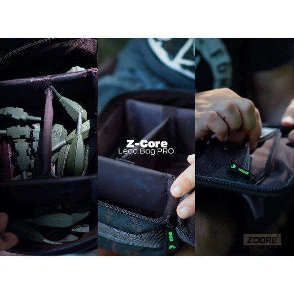 ZFISH Z-Core Lead Bag PRO en uso con plomos de carpfishing organizados