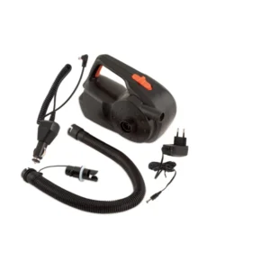 fox rechargeable air pump deflator con enchufe 12v, cargador 240v, manguera y boquillas