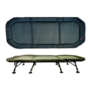 LK Baits Camo Bedchair 8 Patas XL, bedchair XL de 8 patas con colchón muy acolchado y funda de vellón caqui